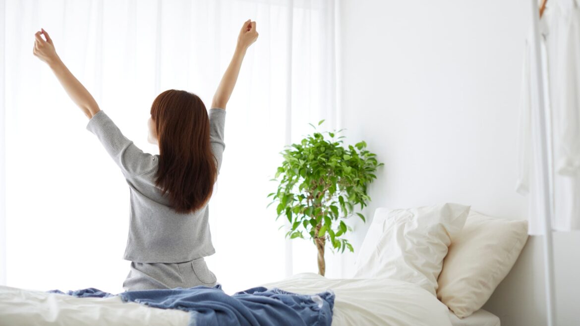 woman morning strech